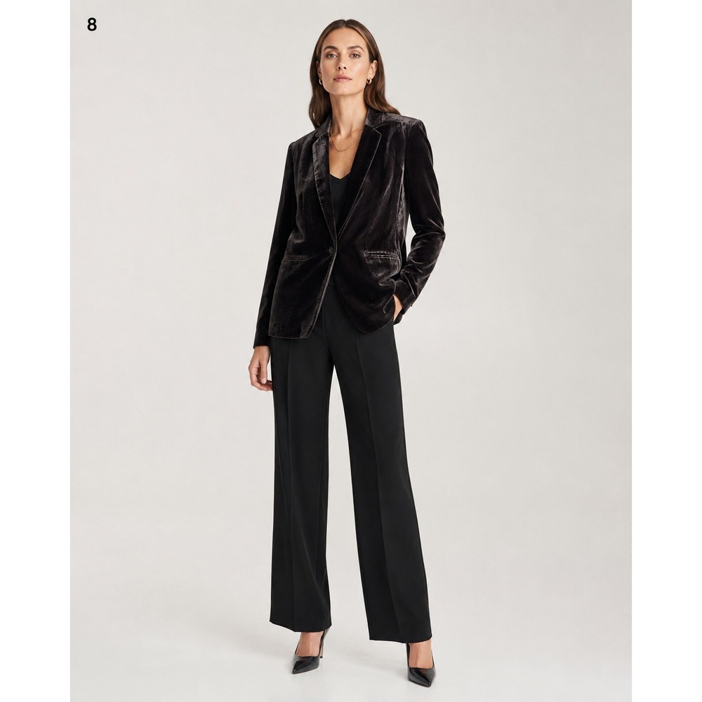 Ann Taylor Velvet Blazer Womens 2 Brown Pockets Lined Festive Holiday Career